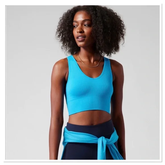 売れ筋商品|||アンクライン カットソー トップス レディース Women's Fine-Rib V-Neck Tank Santorini Blue Athleta | Tops | Athleta Womens Aurora Seamless Crop Rib